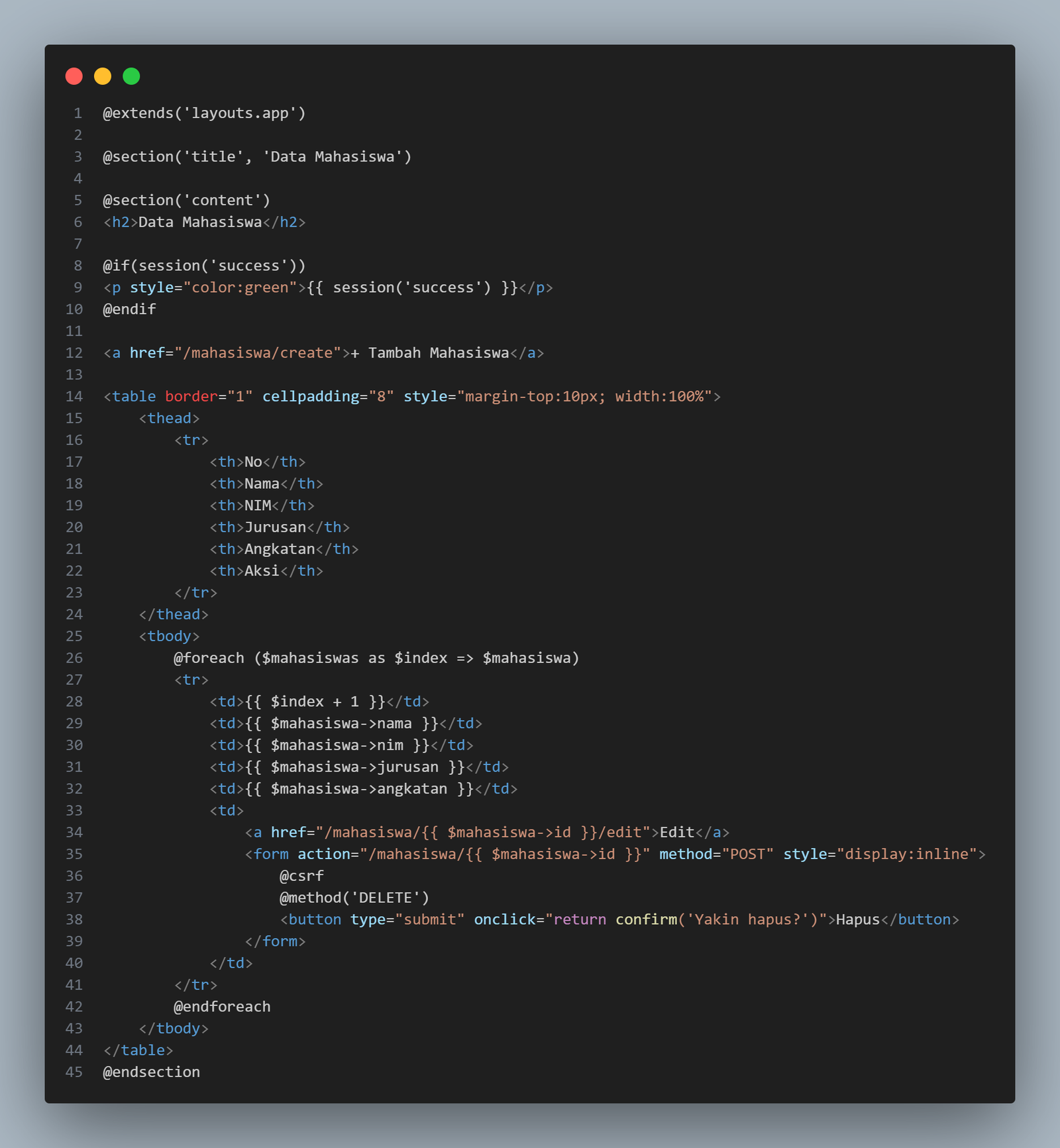 Isi file index.blade.php